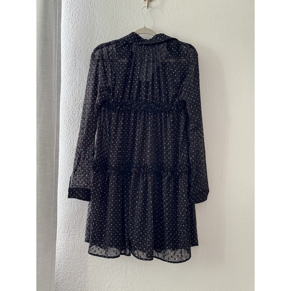 Anthropology EVA FRANCO Haven Ruffle Polka Dot Collar TUNIC DRESS BLACK 6 - Picture 12 of 14